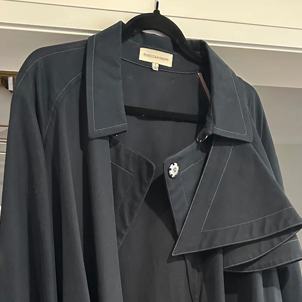 SOLD - Rebecca Minkoff Navy Blue Trench Coat - Size L - Picture 6 of 13